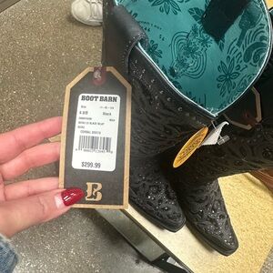 Black Embellished Cowboy Boots